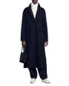 Sandro Double-faced Coat With Studs In Blue