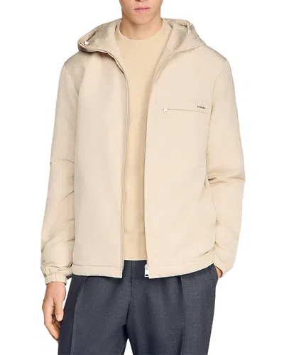 Sandro Regular Fit Nylon Windbreaker In Nude