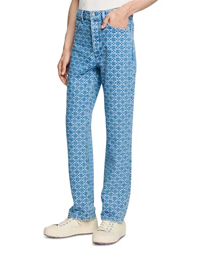Sandro Regular-fit Square Cross Jeans In Blue Vintage Denim In Blue Vintage - Denim