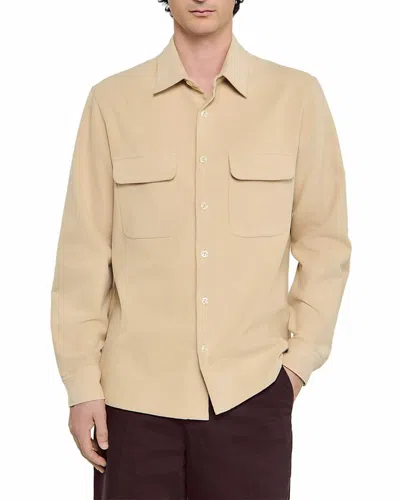 Sandro Relaxed Fit Flannel Overshirt In Brown