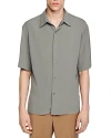 Sandro Relaxed Fit Short Sleeve Crinkle Shirt In Light Grey