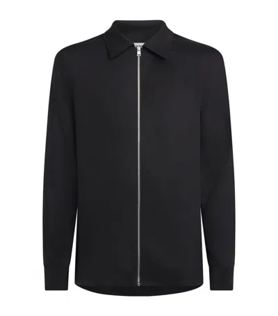 Sandro Relaxed Zip-up Shirt In Black