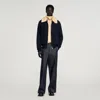 Sandro Shearling Collar Aviator Jacket In Blue