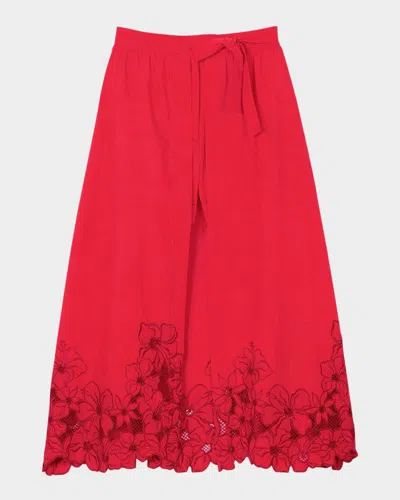 Sandro Renelle Floral Lace Layered-effect Skort In Red
