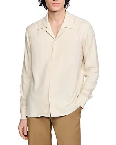 Sandro Requin Long Sleeve Camp Shirt In Neutral