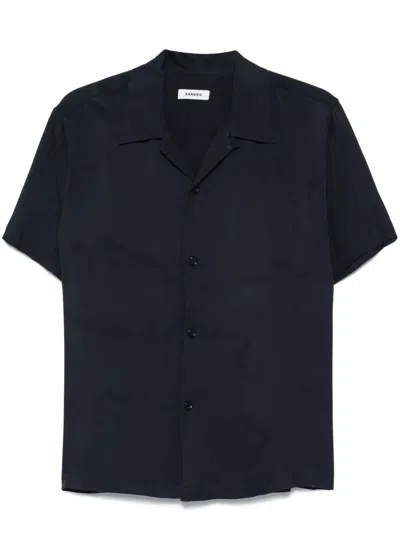 Sandro Mens Bleus Shark Short-sleeve Regular-fit Woven Shirt