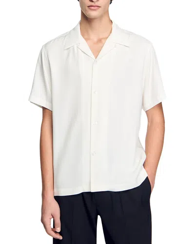 Sandro Requin Short Sleeve Button Front Camp Shirt In Optic White