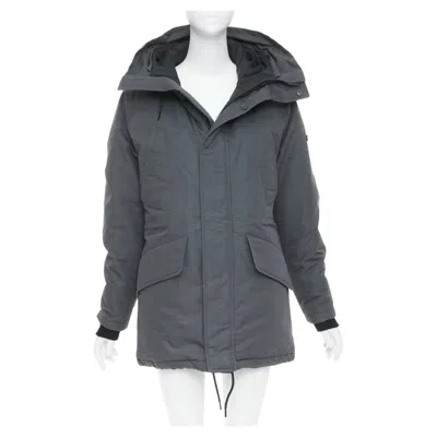 Pre-owned Sandro Rescue Charcoal Grey Padded Technical Pocketed Hooded Utility Jacket Xs In Gray