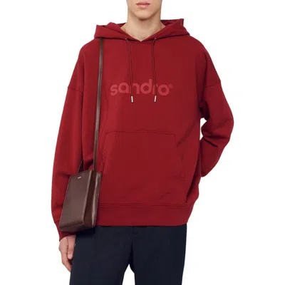 Sandro Retro Oversize Cotton Hoodie In Red