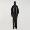 Sandro Reversed Leather Jacket In Brown