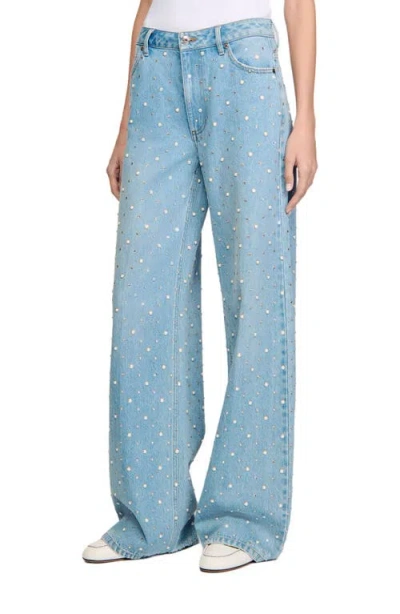 SANDRO SANDRO RHINESTONE AND BEADED JEANS