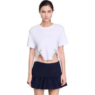SANDRO SANDRO RHINESTONE CROP TOP