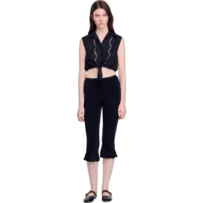 SANDRO SANDRO RHINESTONE CROPPED SHIRT
