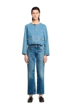 Sandro Rhinestone Denim Jacket In Blue