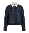 Sandro Womens Blue Rhinestone-embellished Relaxed-fit Checked Cotton Shirt In Multi