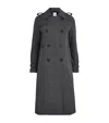 Sandro Rhinestone-embellished Check Trench Coat In Gray