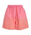 Sandro Womens Rhinestone-embellished Elasticated-waist Cotton Shorts Roses In Pink