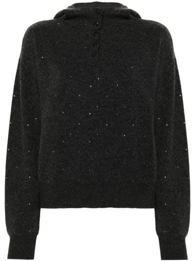 Sandro Rhinestone-embellished Sweater In Grey