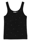 Sandro Womens Black Rhinestone-embellished Round-neck Stretch-cotton Tank Top In Black