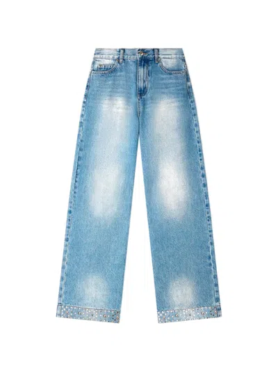 Sandro Rhinestone-embellishment Straight Jeans In Blue