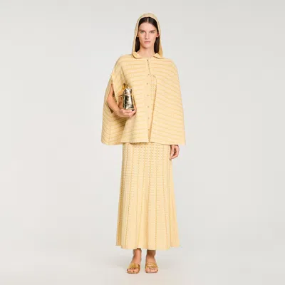 Sandro Rhinestone Knit Cape In Yellow