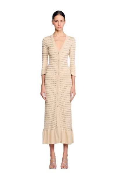 SANDRO SANDRO RHINESTONE KNIT MAXI DRESS