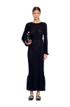 Sandro Rhinestone Knit Maxi Dress In Black