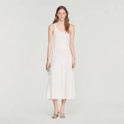 Sandro Rhinestone Knit Maxi Dress In White