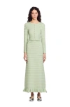 Sandro Rhinestone Knit Maxi Skirt In Almond Green