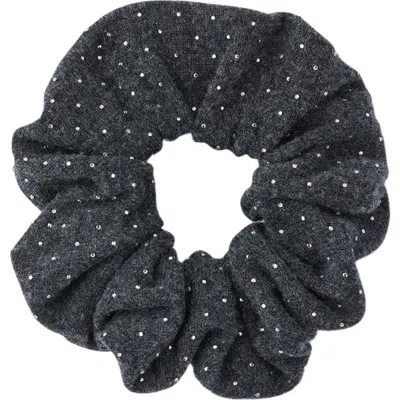 Sandro Rhinestone Knit Scrunchie In Black