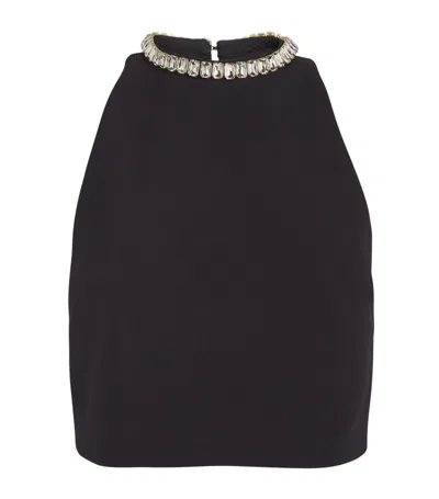 Sandro Rhinestone-neck Crop Top In Black