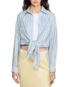 Sandro Paradise Embellished Button-front Shirt In Sky Blue