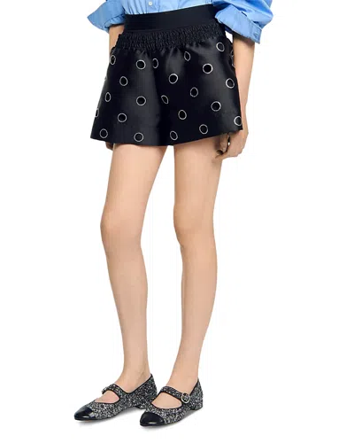Sandro Rhinestone Shorts In Black