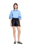 Sandro Womens Black Rhinestone-embellished Cut-out Woven Shorts In Black