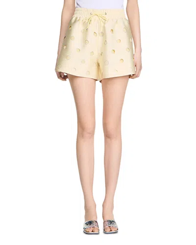 Sandro Rhinestone Shorts With Lace In Brown