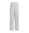 Sandro Rhinestone Striped Wide-leg Trousers In Beige