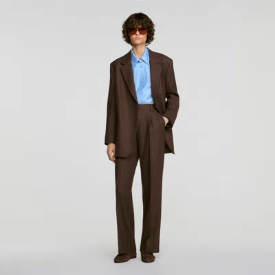 Sandro Rhinestone Suit Trousers In Animal Print