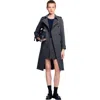 Sandro Rhinestone-embellished Check Trench Coat In Gray