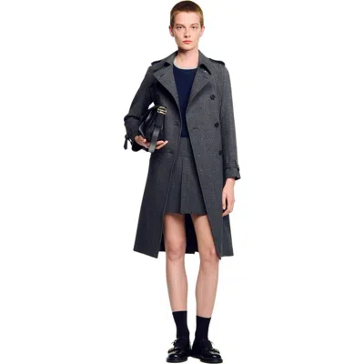 Sandro Rhinestone Trench Coat In Multi