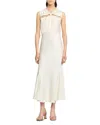 Sandro Womens Rhinestone-embellished Cut-out Satin Maxi Dress Ecru