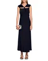 Sandro Rhinestone Trim Satin Maxi Dress In Black