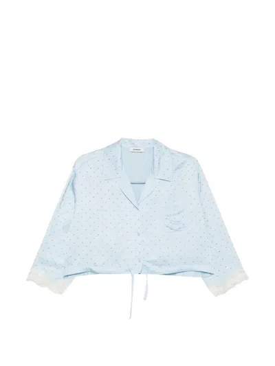Sandro Rhinestone-embellished Cropped Shirt In Multi