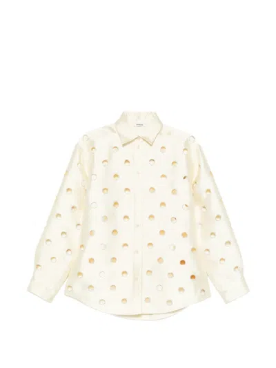 Sandro Rhinestone-embellished Cut-out Shirt In Neutral