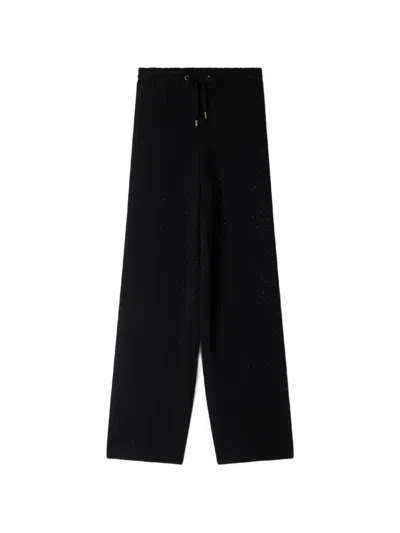 Sandro Rhinestone-embellished Drawstring Track Pants In Black