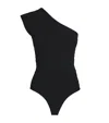 Sandro Womens Black One-shoulder Cut-out Stretch-knit Bodysuit In Black