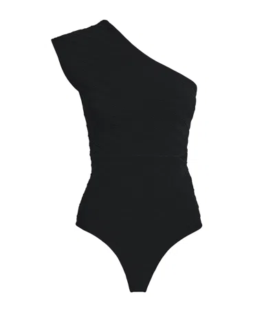SANDRO RIB-KNIT ASYMMETRIC BODYSUIT