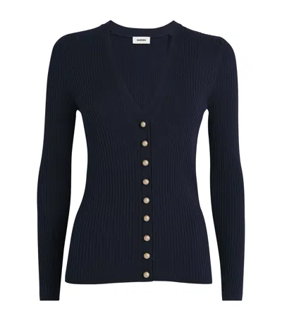 Sandro Rib-knit Cardigan In Black