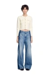 Sandro Rib Knit Cardigan In Ecru