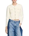 Sandro Rib Knit Cardigan In Ecru