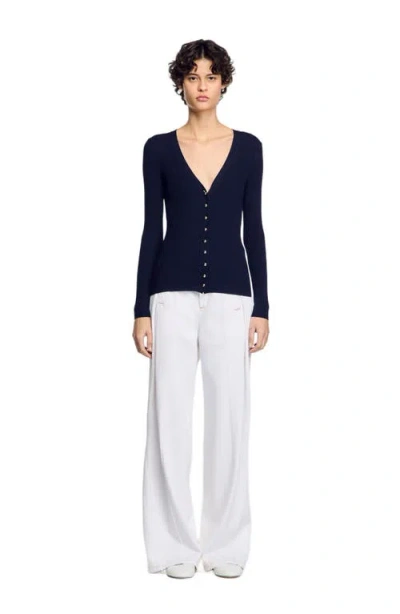 SANDRO SANDRO RIB KNIT CARDIGAN